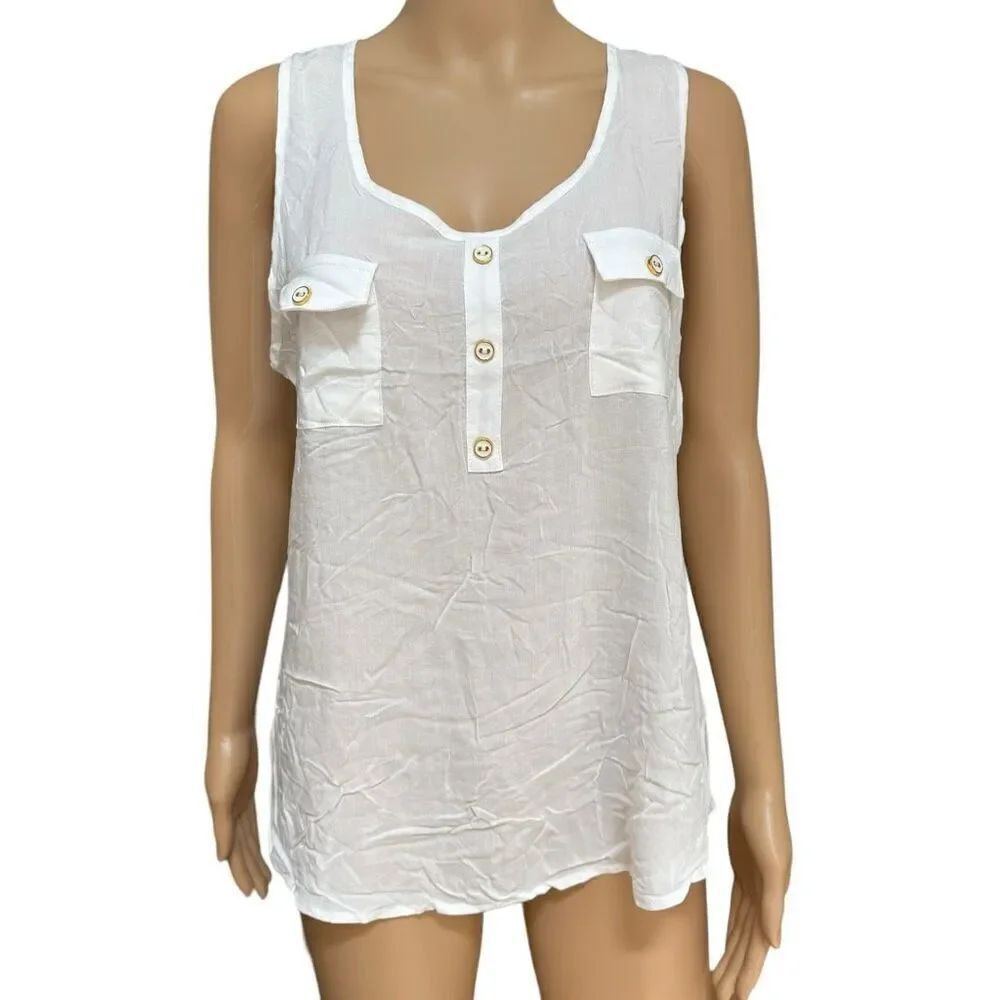 Velvet Heart white sleeveless tops Blouses size XL NWOT